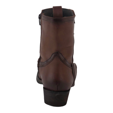 Botines Vaqueros en Piel Autentica Lisa Color Café para Hombre 20339