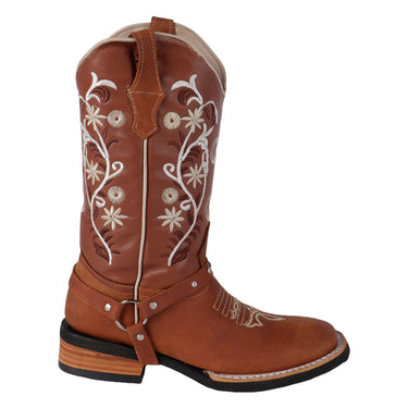 Bota Vaquera Fratello De Piel Color Miel Para Mujer 1011