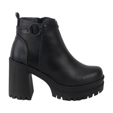 Botines Casuales de Tacón Cuadrado Alto Fratello Color Negro para Mujer 26503