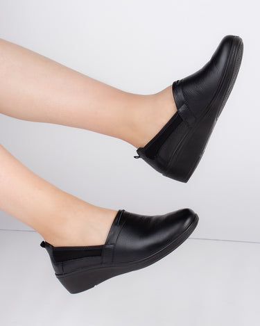 Zapatos Confort de Piel Plataforma Flexi Color Negro para mujer 45606