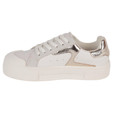 Tenis Urbanos De Suela Alta Fratello Color Latte En Combinación Con Oro Para Mujer 2515