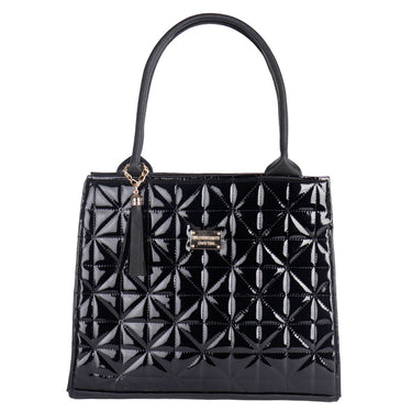 Bolso Fratello De Charol Color Negro Para Mujer Bn088 Negro Floreado Oro