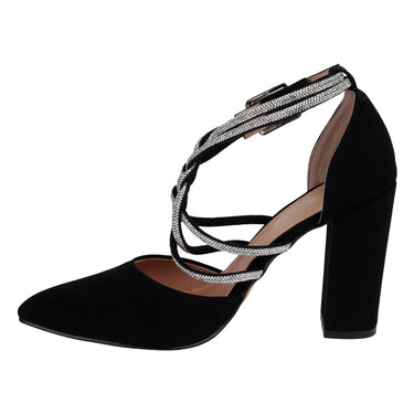 Zapatillas Elegantes Con Tira de Pedrería Fratello Color Negro para Mujer 0118