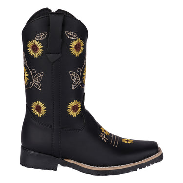 Botas Vaqueras Color Negro Girasol Fratello Para Mujer 0595