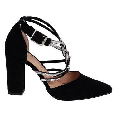 Zapatillas Elegantes Con Tira de Pedrería Fratello Color Negro para Mujer 0118